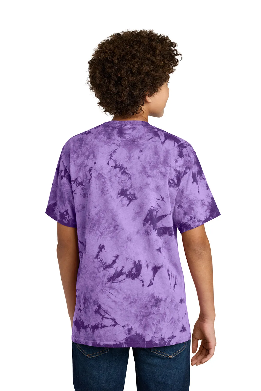 Port & Company Youth Crystal Tie-Dye Short Sleeve Crewneck T-Shirt - Purple