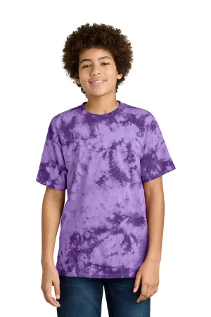 Port & Company Youth Crystal Tie-Dye Short Sleeve Crewneck T-Shirt - Purple