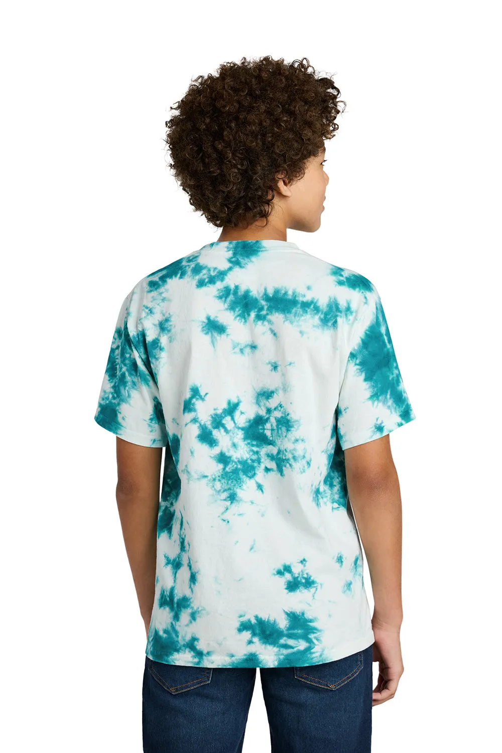 Port & Company Youth Crystal Tie-Dye Short Sleeve Crewneck T-Shirt - Teal Blue