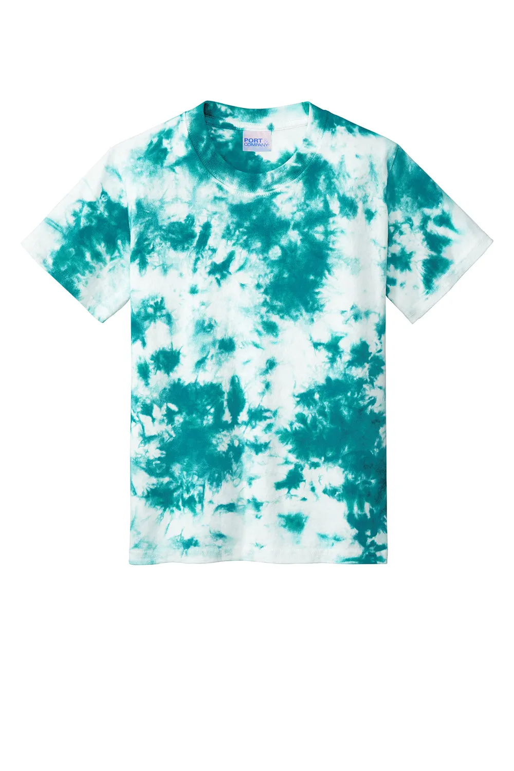 Port & Company Youth Crystal Tie-Dye Short Sleeve Crewneck T-Shirt - Teal Blue