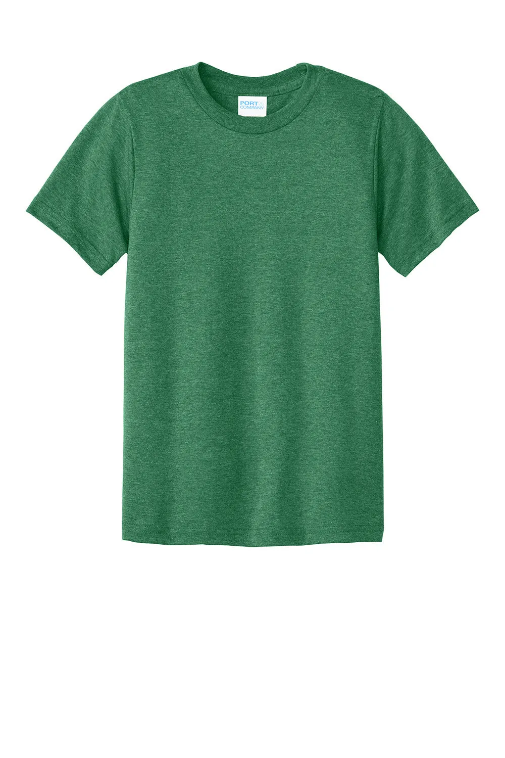 Port & Company Youth CVC Short Sleeve Crewneck T-Shirt - Heather Athletic Kelly Green