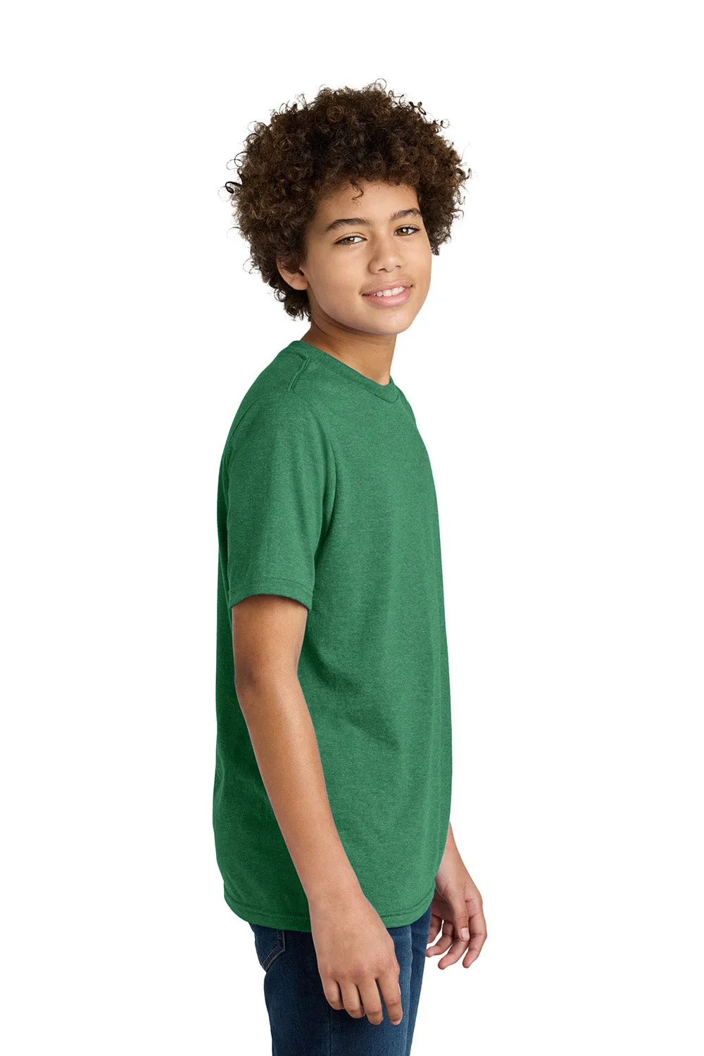 Port & Company Youth CVC Short Sleeve Crewneck T-Shirt - Heather Athletic Kelly Green