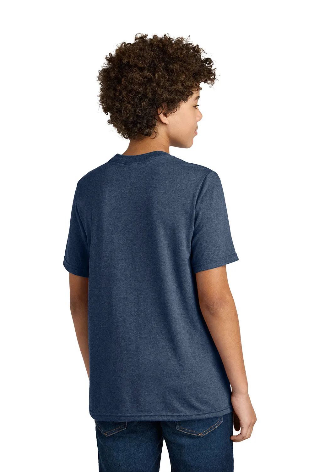 Port & Company Youth CVC Short Sleeve Crewneck T-Shirt - Heather Team Navy Blue