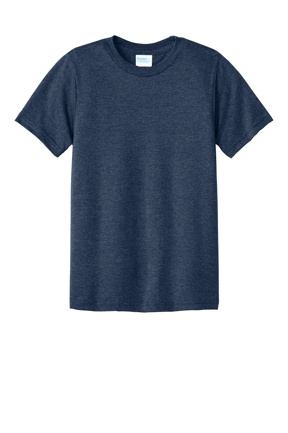 Port & Company Youth CVC Short Sleeve Crewneck T-Shirt - Heather Team Navy Blue