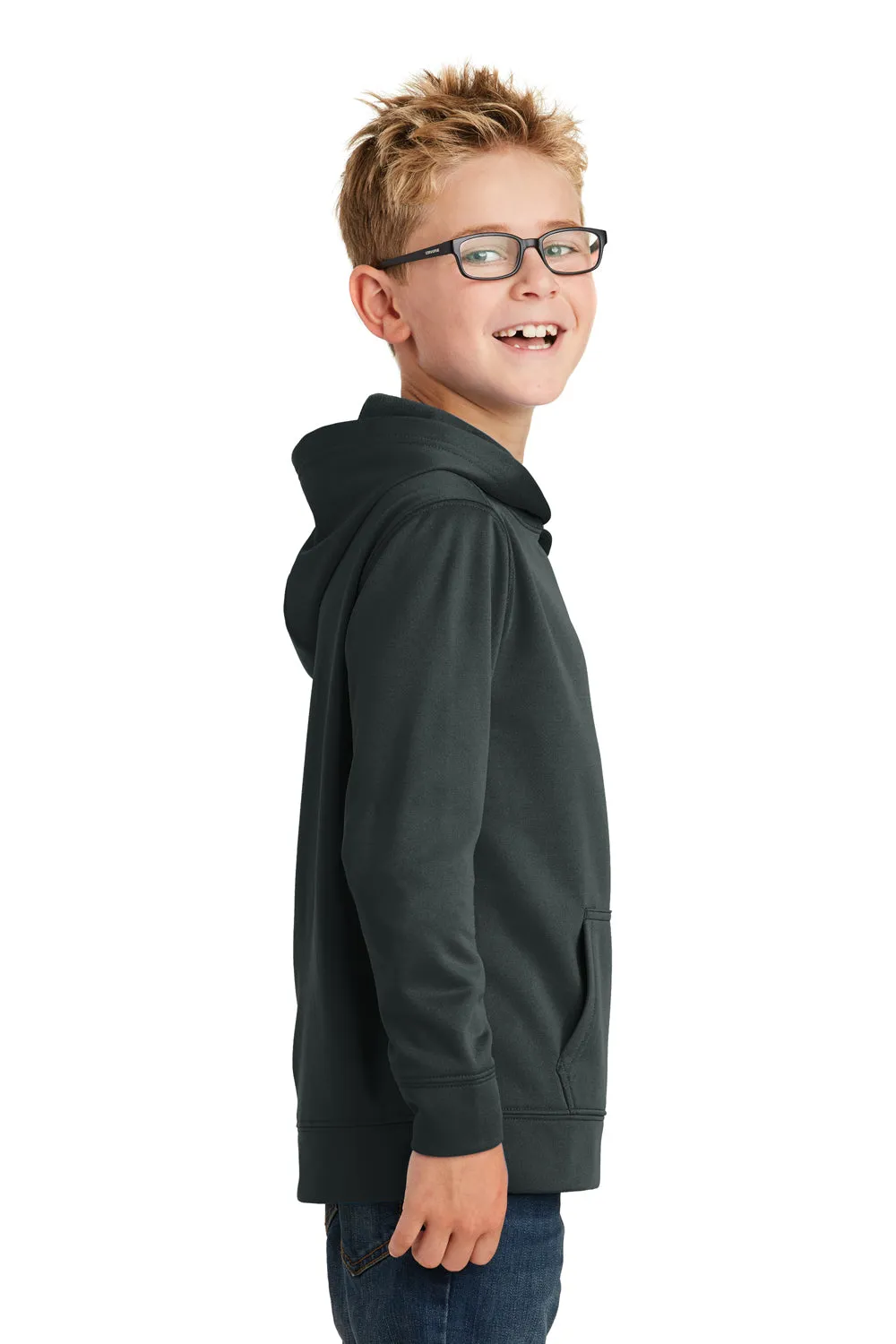 Port & Company Youth Dry Zone Performance Moisture Wicking Fleece Hooded Sweatshirt Hoodie w/ Pouch Pocket - Jet Black  Buy the latest Clothing Port-Company