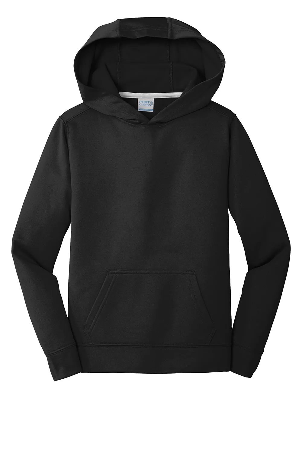 Port & Company Youth Dry Zone Performance Moisture Wicking Fleece Hooded Sweatshirt Hoodie w/ Pouch Pocket - Jet Black  Buy the latest Clothing Port-Company