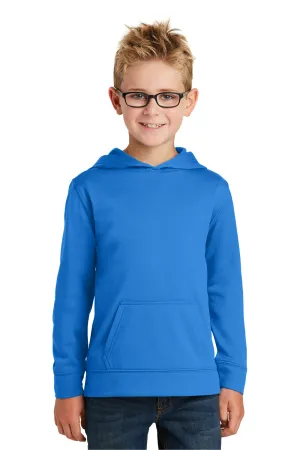 Port & Company Youth Dry Zone Performance Moisture Wicking Fleece Hooded Sweatshirt Hoodie w/ Pouch Pocket - Royal Blue