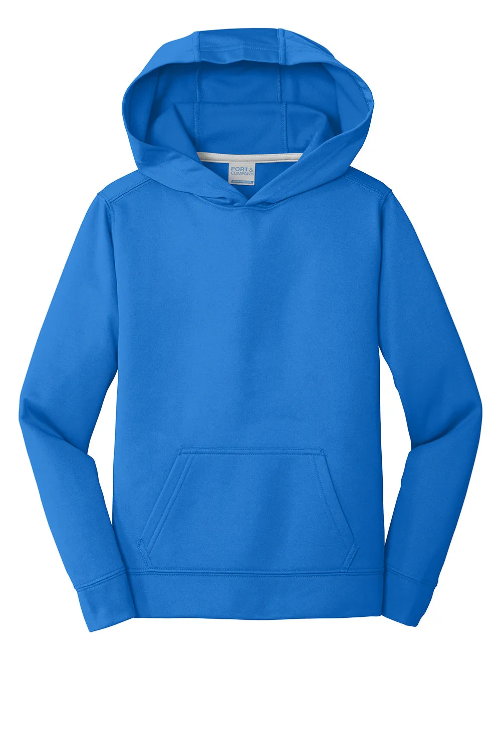 Port & Company Youth Dry Zone Performance Moisture Wicking Fleece Hooded Sweatshirt Hoodie w/ Pouch Pocket - Royal Blue
