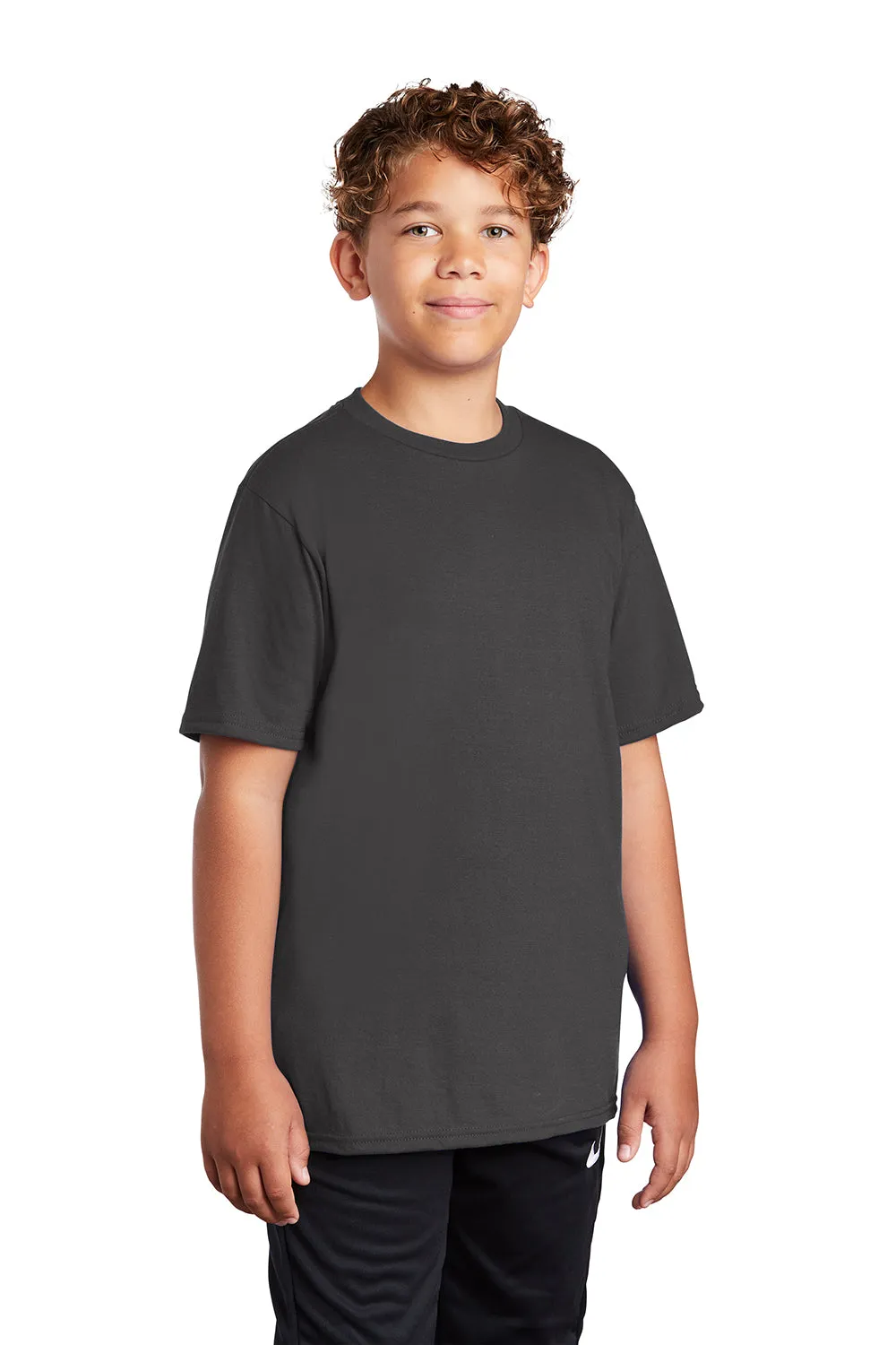 Port & Company Youth Dry Zone Performance Moisture Wicking Short Sleeve Crewneck T-Shirt - Charcoal Grey