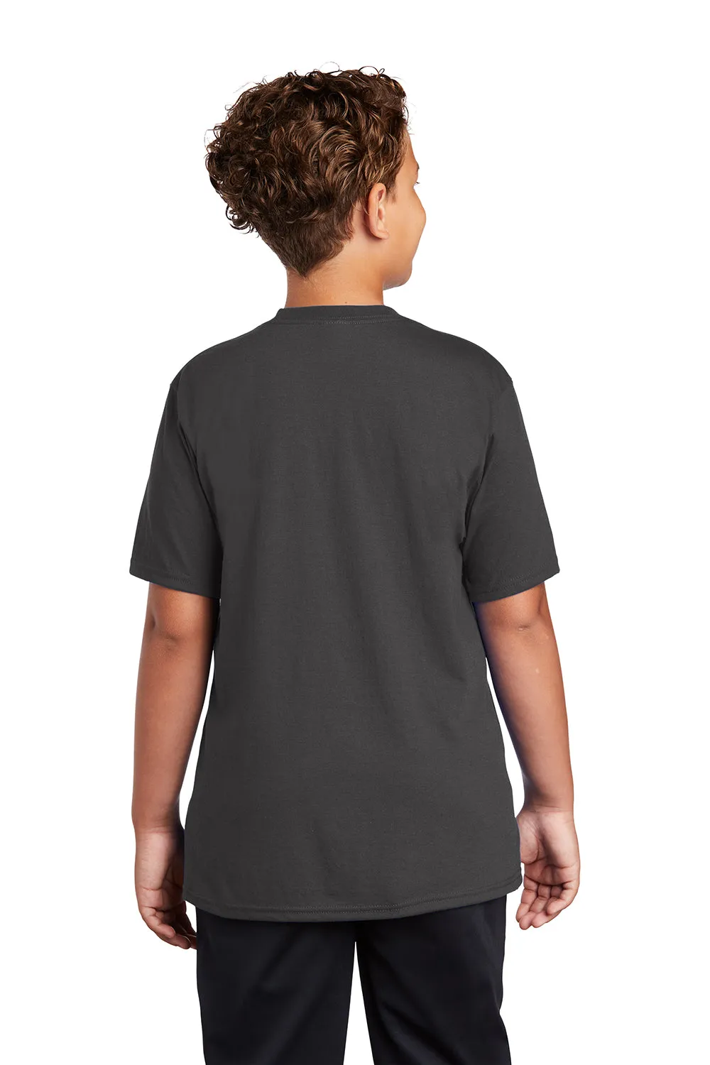 Port & Company Youth Dry Zone Performance Moisture Wicking Short Sleeve Crewneck T-Shirt - Charcoal Grey