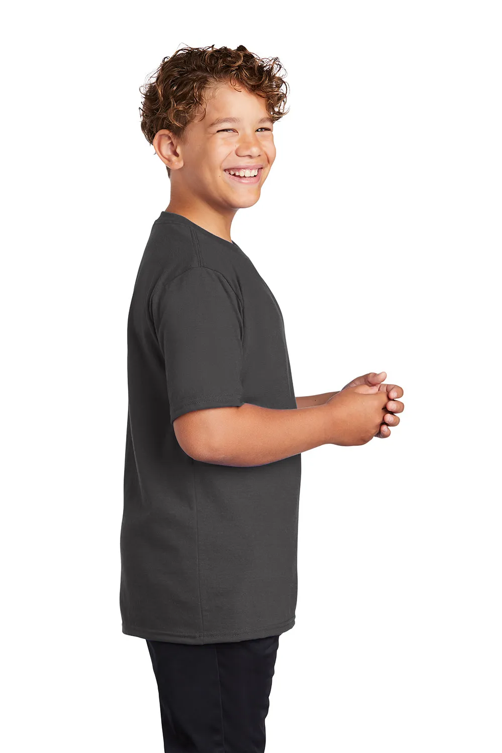 Port & Company Youth Dry Zone Performance Moisture Wicking Short Sleeve Crewneck T-Shirt - Charcoal Grey