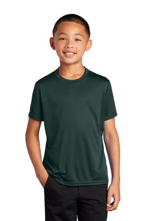 Port & Company Youth Dry Zone Performance Moisture Wicking Short Sleeve Crewneck T-Shirt - Dark Green