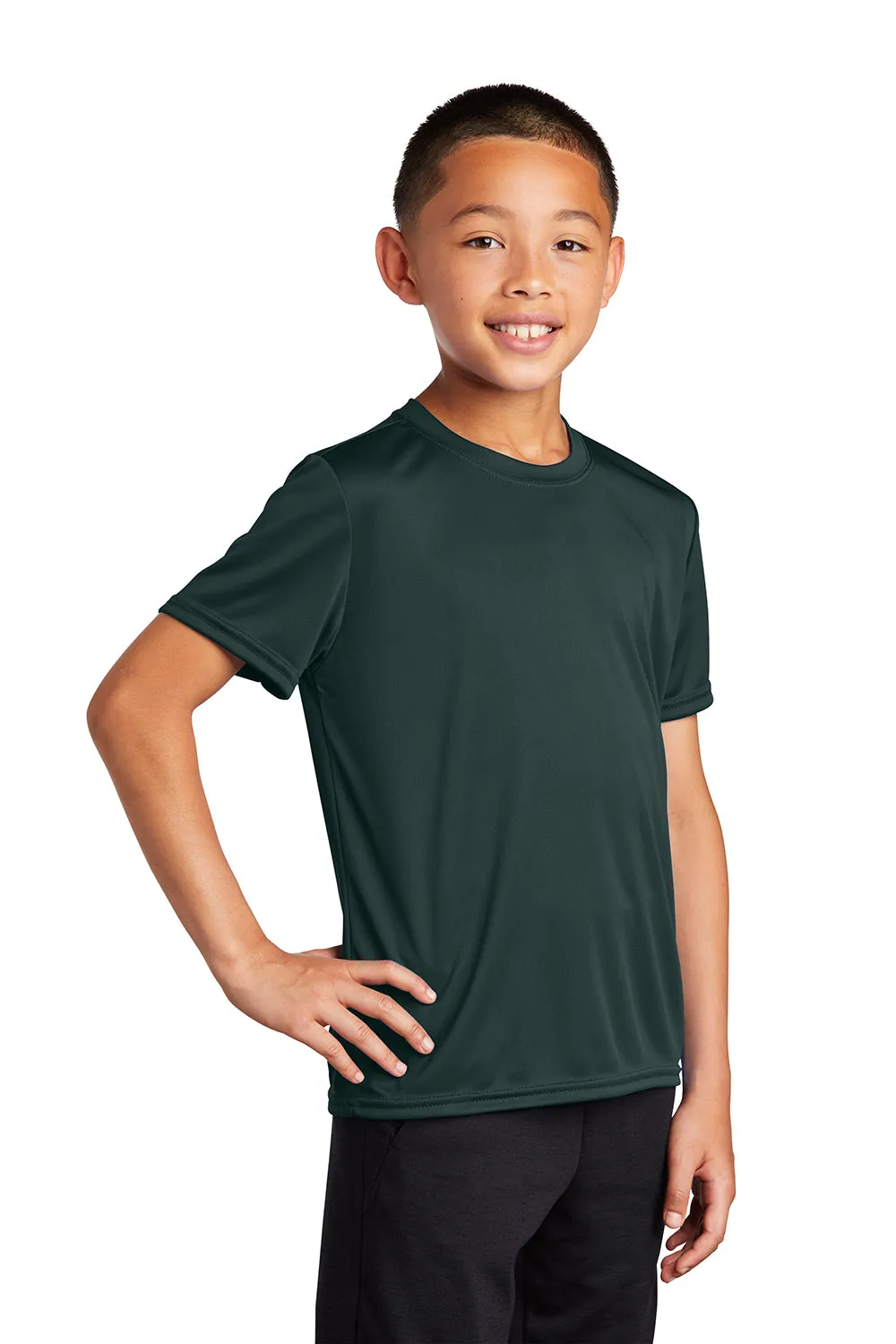 Port & Company Youth Dry Zone Performance Moisture Wicking Short Sleeve Crewneck T-Shirt - Dark Green