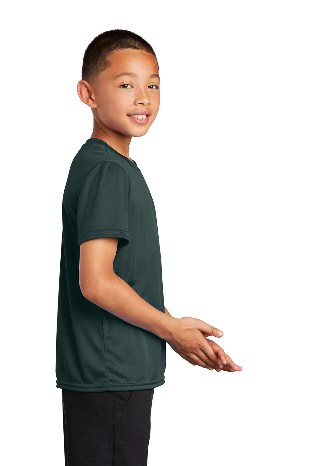 Port & Company Youth Dry Zone Performance Moisture Wicking Short Sleeve Crewneck T-Shirt - Dark Green