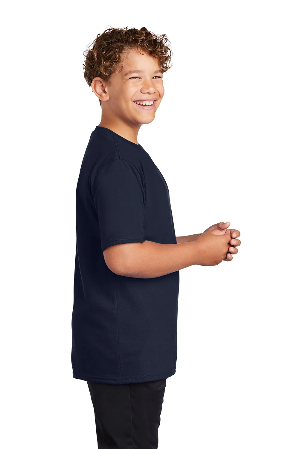 Port & Company Youth Dry Zone Performance Moisture Wicking Short Sleeve Crewneck T-Shirt - Deep Navy Blue