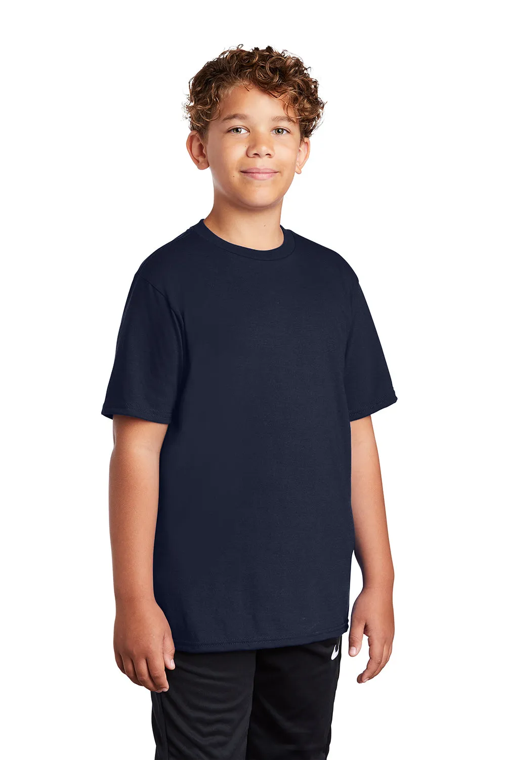 Port & Company Youth Dry Zone Performance Moisture Wicking Short Sleeve Crewneck T-Shirt - Deep Navy Blue