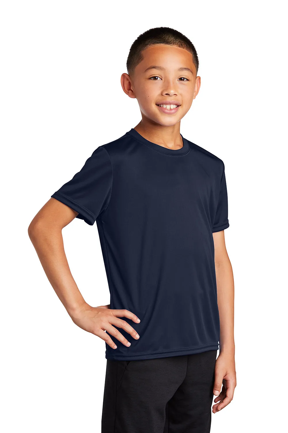 Port & Company Youth Dry Zone Performance Moisture Wicking Short Sleeve Crewneck T-Shirt - Deep Navy Blue