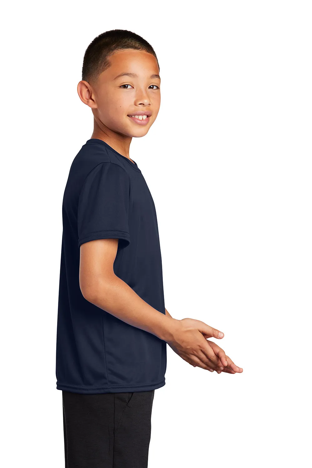 Port & Company Youth Dry Zone Performance Moisture Wicking Short Sleeve Crewneck T-Shirt - Deep Navy Blue