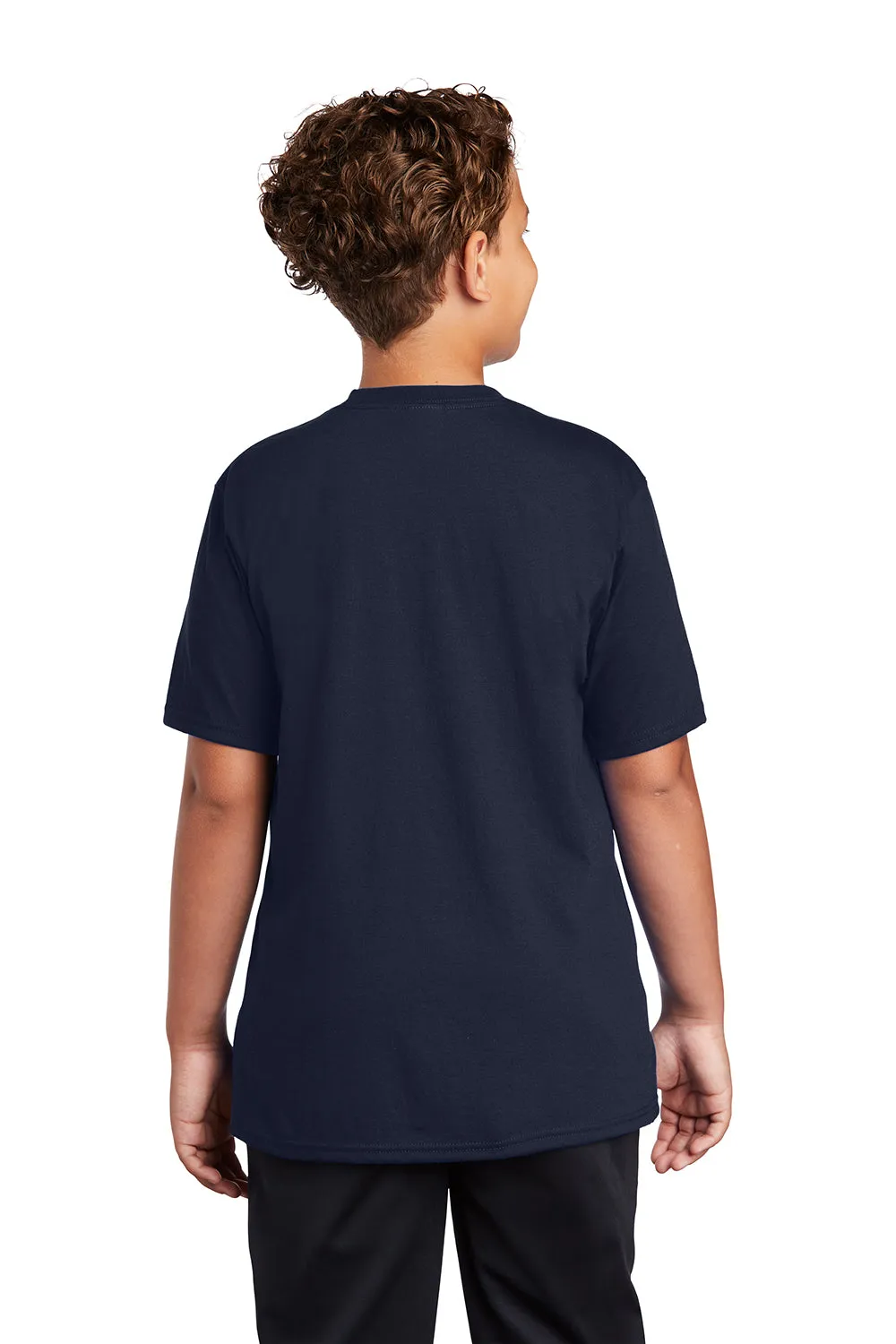 Port & Company Youth Dry Zone Performance Moisture Wicking Short Sleeve Crewneck T-Shirt - Deep Navy Blue