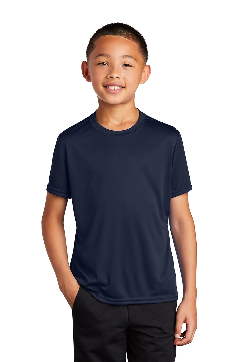 Port & Company Youth Dry Zone Performance Moisture Wicking Short Sleeve Crewneck T-Shirt - Deep Navy Blue
