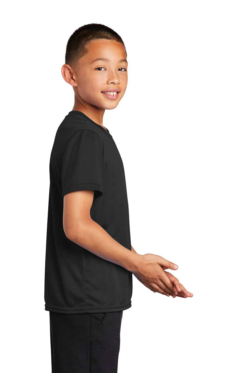 Port & Company Youth Dry Zone Performance Moisture Wicking Short Sleeve Crewneck T-Shirt - Jet Black