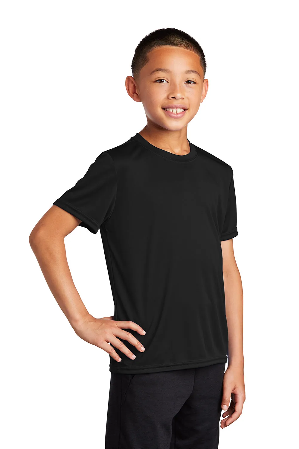 Port & Company Youth Dry Zone Performance Moisture Wicking Short Sleeve Crewneck T-Shirt - Jet Black
