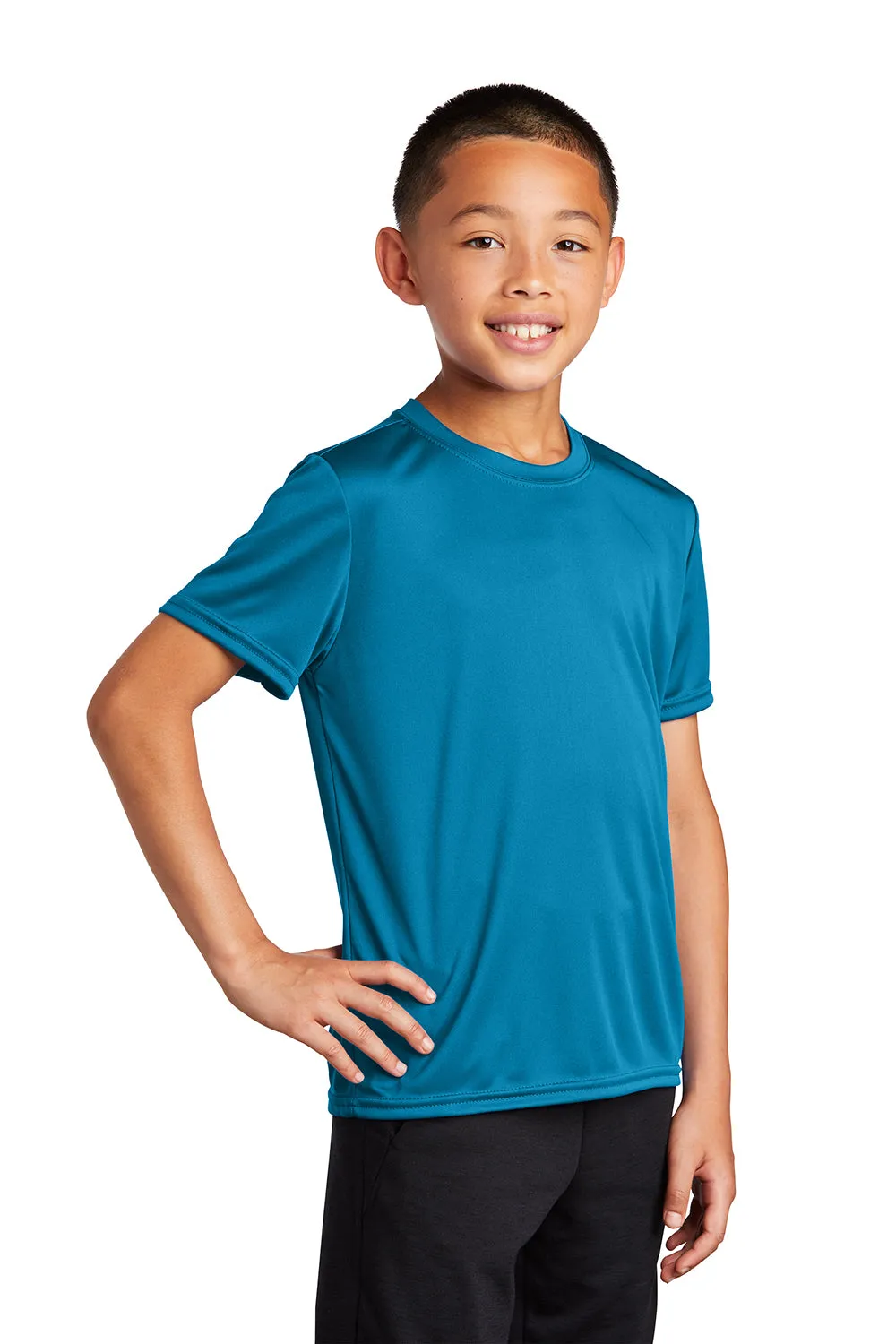 Port & Company Youth Dry Zone Performance Moisture Wicking Short Sleeve Crewneck T-Shirt - Neon Blue