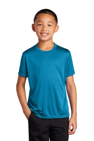 Port & Company Youth Dry Zone Performance Moisture Wicking Short Sleeve Crewneck T-Shirt - Neon Blue
