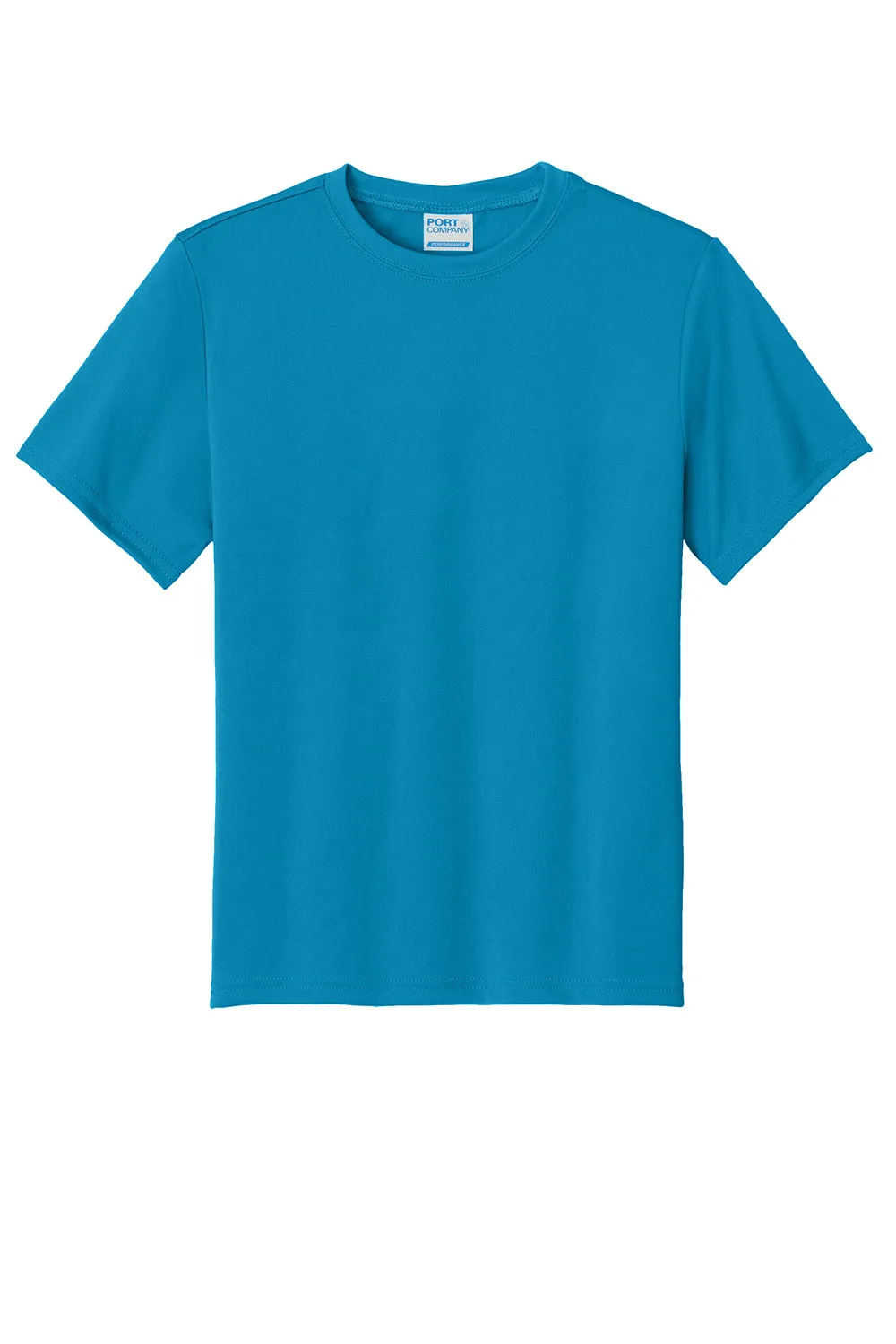 Port & Company Youth Dry Zone Performance Moisture Wicking Short Sleeve Crewneck T-Shirt - Neon Blue