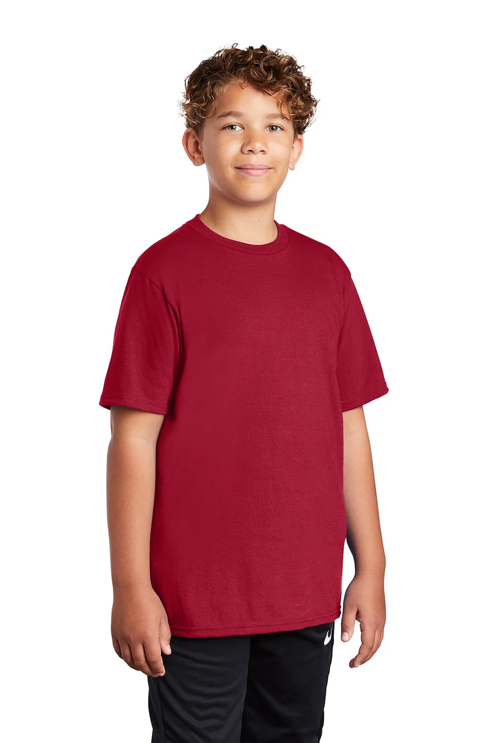 Port & Company Youth Dry Zone Performance Moisture Wicking Short Sleeve Crewneck T-Shirt - Red