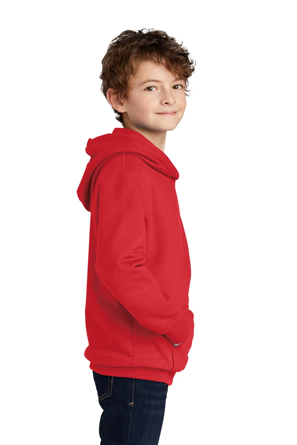 Port & Company Youth Fan Favorite Fleece Hooded Sweatshirt Hoodie w/ Pouch Pocket - Bright Red  Buy the latest Clothing Port-Company