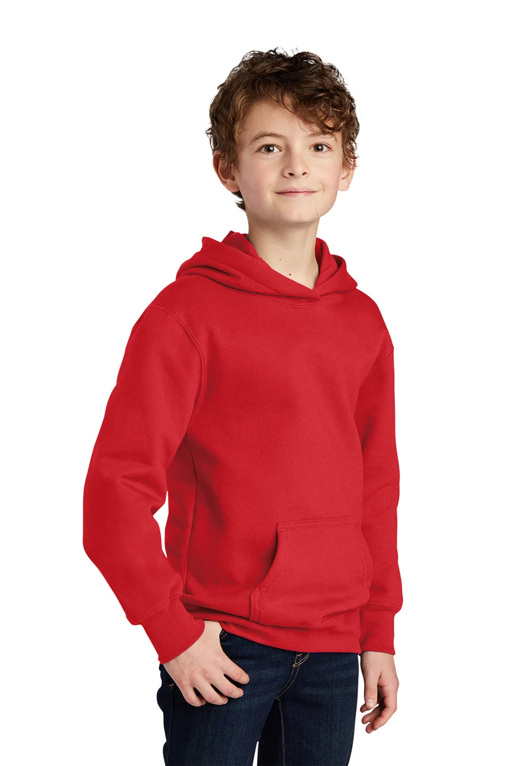 Port & Company Youth Fan Favorite Fleece Hooded Sweatshirt Hoodie w/ Pouch Pocket - Bright Red  Buy the latest Clothing Port-Company