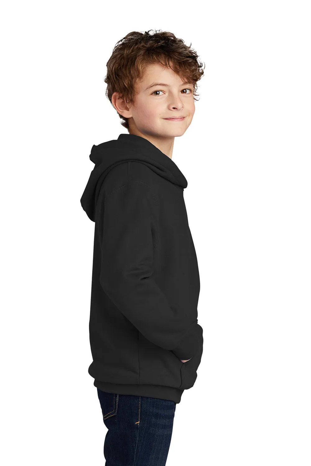 Port & Company Youth Fan Favorite Fleece Hooded Sweatshirt Hoodie w/ Pouch Pocket - Jet Black  Buy the latest Clothing Port-Company