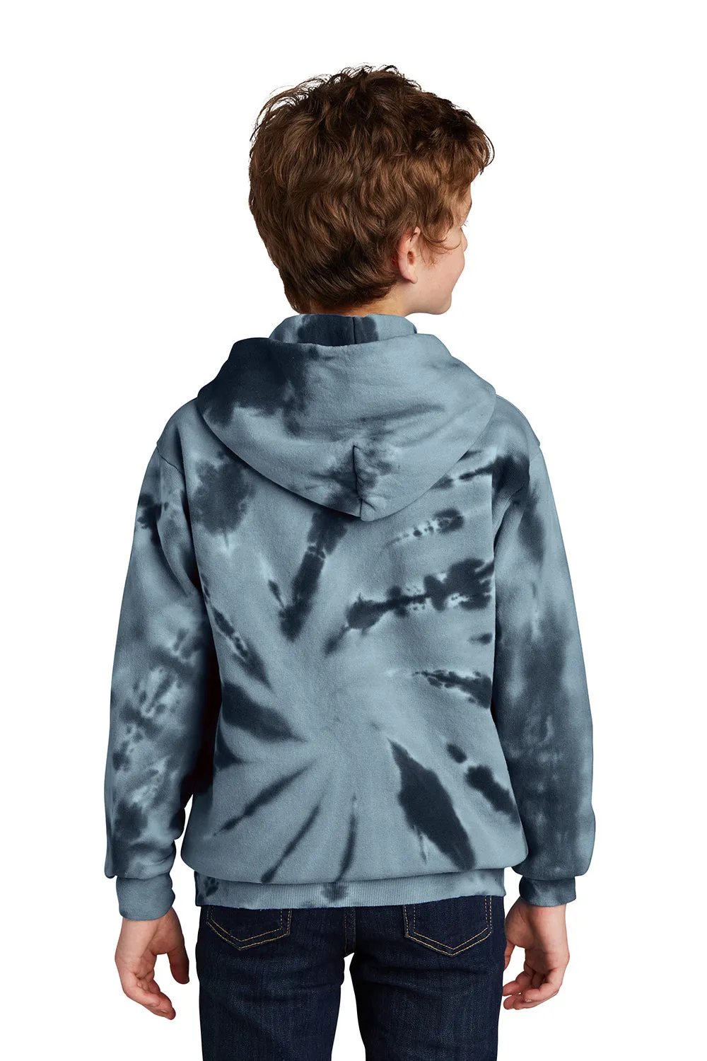 Port & Company Youth Tie-Dye Fleece Hooded Sweatshirt Hoodie w/ Pouch Pocket - Black