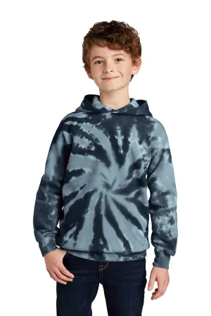 Port & Company Youth Tie-Dye Fleece Hooded Sweatshirt Hoodie w/ Pouch Pocket - Black