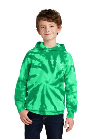 Port & Company Youth Tie-Dye Fleece Hooded Sweatshirt Hoodie w/ Pouch Pocket - Kelly Green