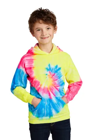 Port & Company Youth Tie-Dye Fleece Hooded Sweatshirt Hoodie w/ Pouch Pocket - Neon Rainbow  Buy the latest Clothing Port-Company