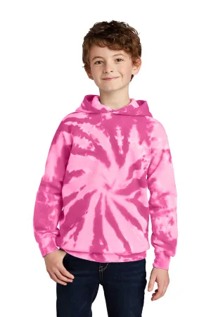 Port & Company Youth Tie-Dye Fleece Hooded Sweatshirt Hoodie w/ Pouch Pocket - Pink