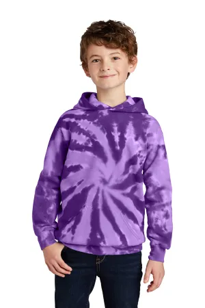 Port & Company Youth Tie-Dye Fleece Hooded Sweatshirt Hoodie w/ Pouch Pocket - Purple