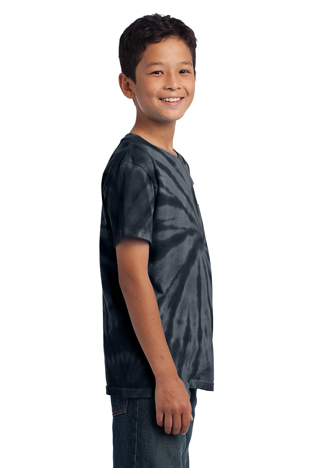 Port & Company Youth Tie-Dye Short Sleeve Crewneck T-Shirt - Black