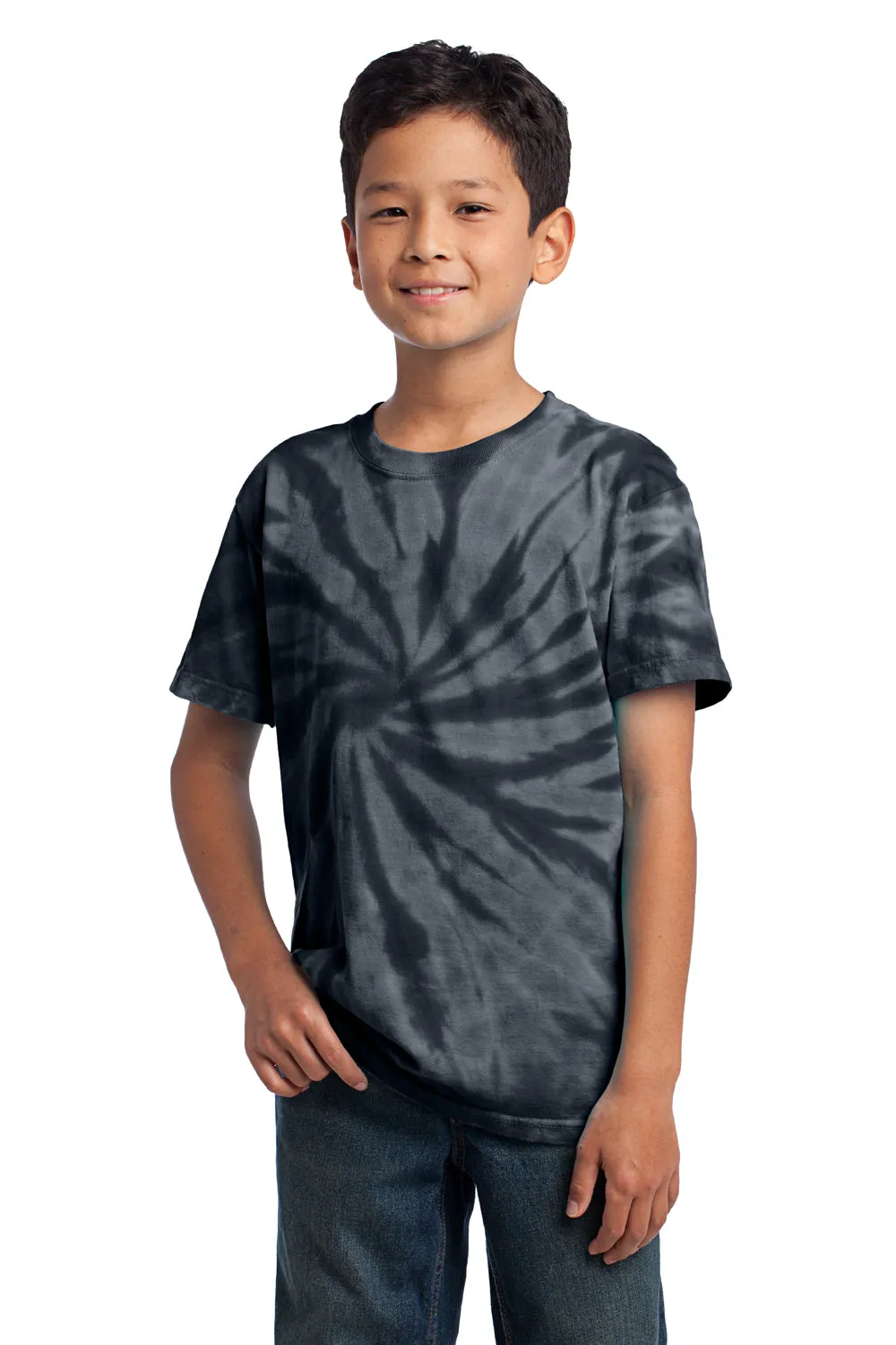 Port & Company Youth Tie-Dye Short Sleeve Crewneck T-Shirt - Black