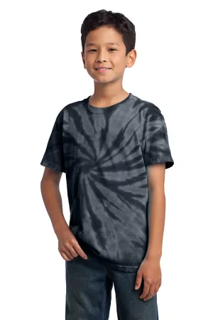 Port & Company Youth Tie-Dye Short Sleeve Crewneck T-Shirt - Black