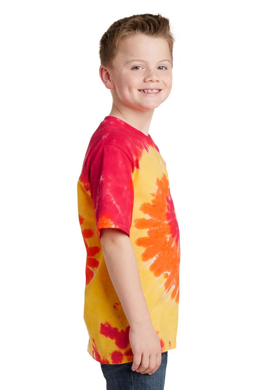 Port & Company Youth Tie-Dye Short Sleeve Crewneck T-Shirt - Blaze Rainbow