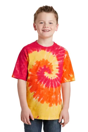 Port & Company Youth Tie-Dye Short Sleeve Crewneck T-Shirt - Blaze Rainbow