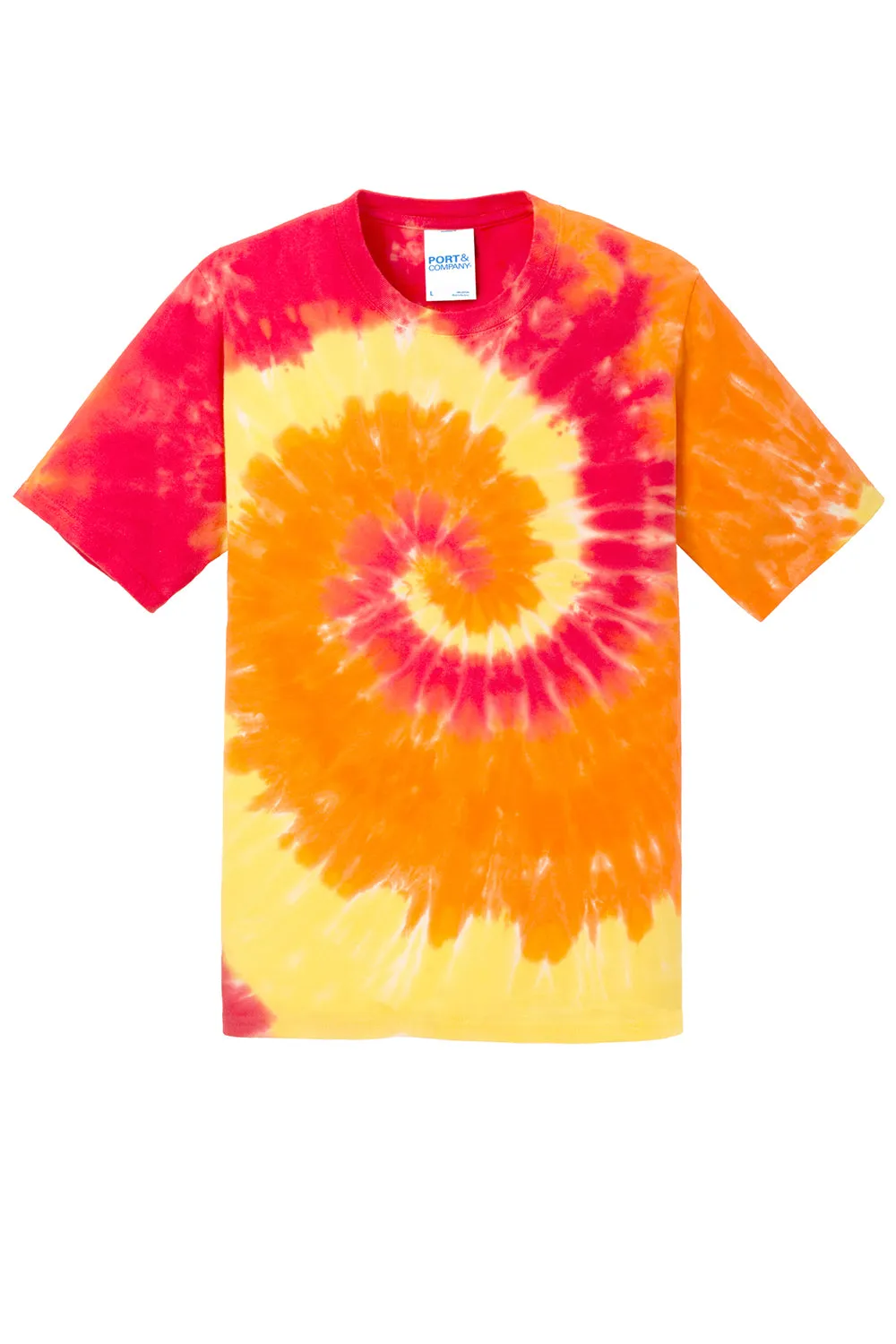 Port & Company Youth Tie-Dye Short Sleeve Crewneck T-Shirt - Blaze Rainbow