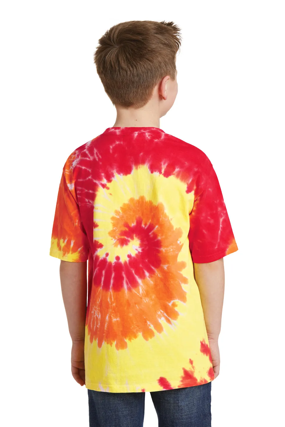 Port & Company Youth Tie-Dye Short Sleeve Crewneck T-Shirt - Blaze Rainbow