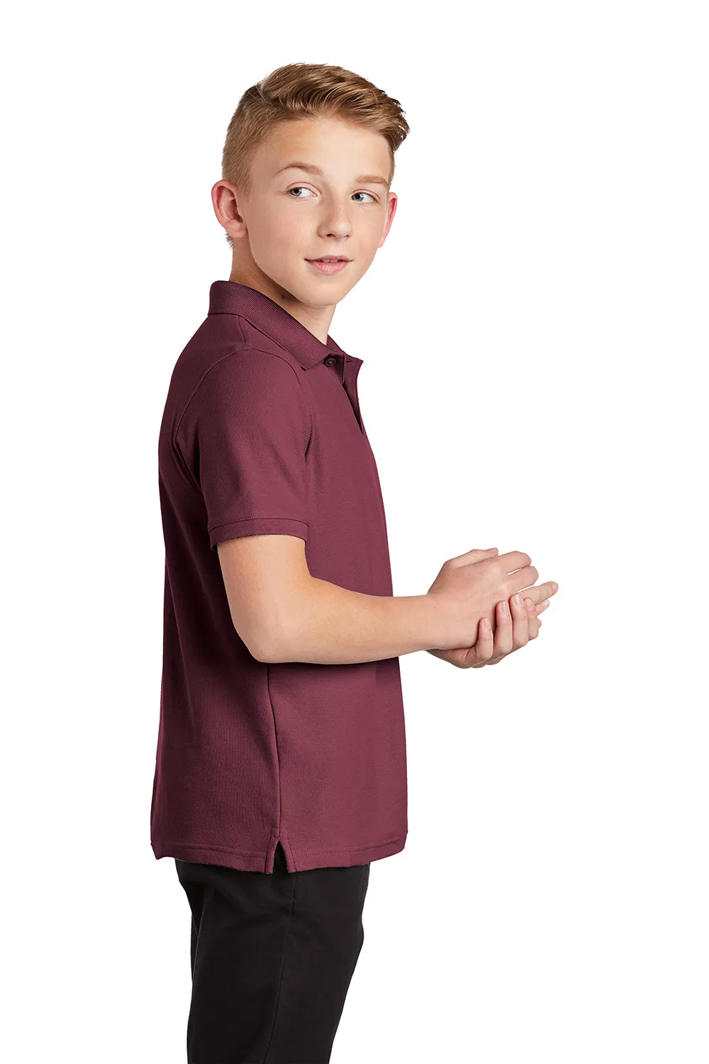 Port Authority Youth Core Classic Short Sleeve Polo Shirt - Burgundy