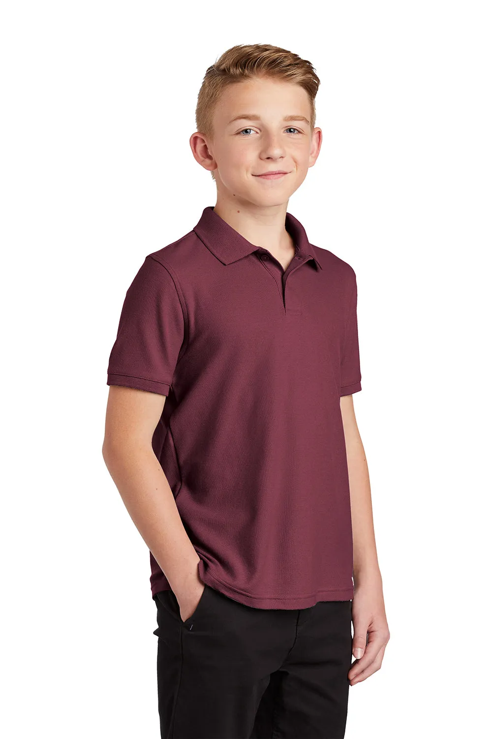 Port Authority Youth Core Classic Short Sleeve Polo Shirt - Burgundy