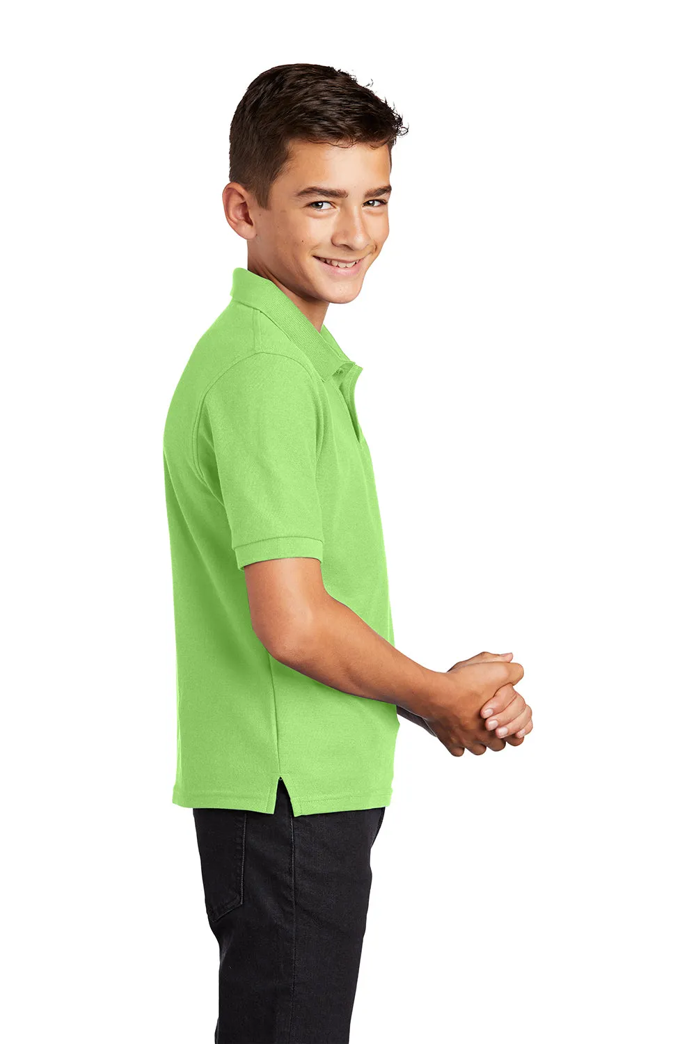Port Authority Youth Silk Touch Wrinkle Resistant Short Sleeve Polo Shirt - Lime Green
