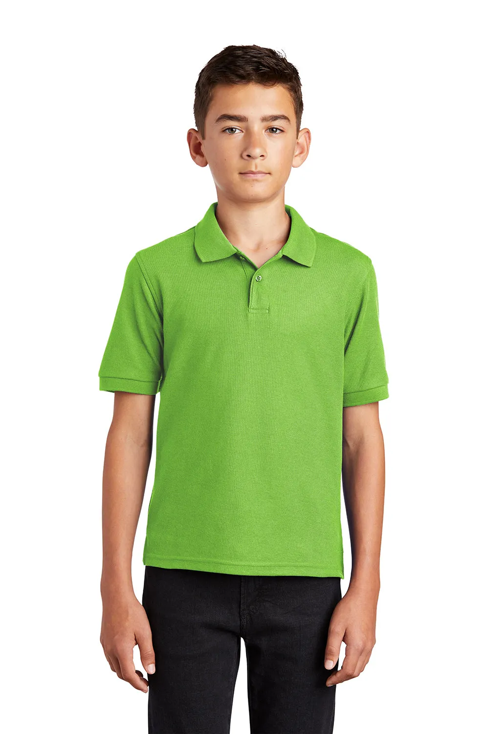 Port Authority Youth Silk Touch Wrinkle Resistant Short Sleeve Polo Shirt - Lime Green